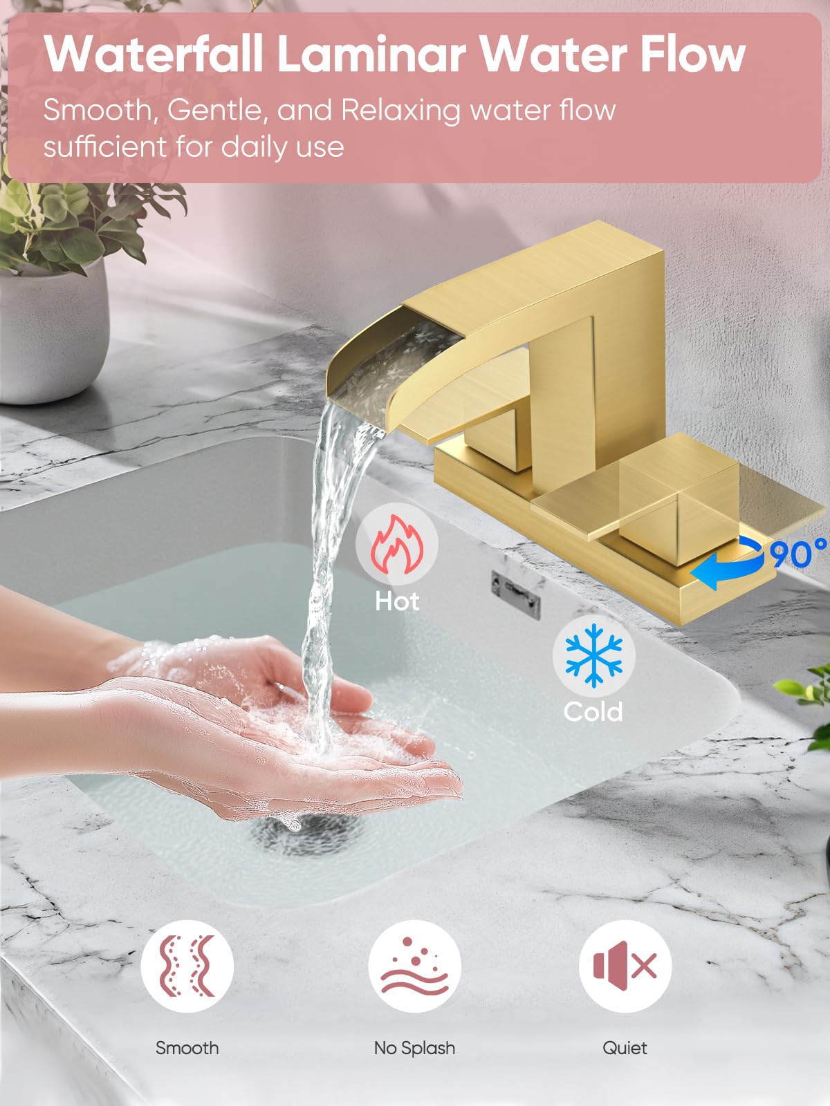 Cobbe Grifo de Cascada para Baño (Oro Cepillado)