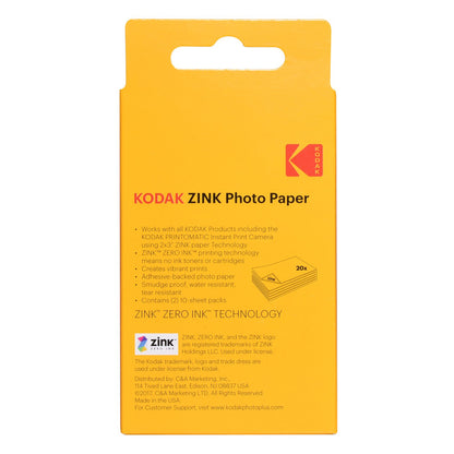 KODAK Papel Fotográfico ZINK Premium 2x3 (20 Hojas)