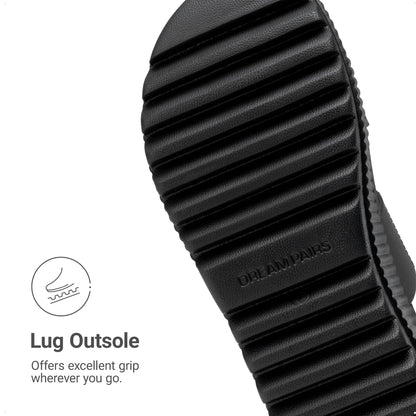 DREAM PAIRS Women's Platform Slip on Adjustable Sandals Lightweight Comfortable Non-Slip Vacation Beach Chunky Open Toe Wedges for Summer Waterproof Shoes 2026, All Black, SDWS26004W
