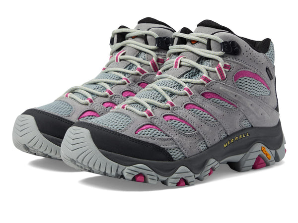 Merrell Women's Moab 3 Mid Waterproof Hiking Boot, Monument/Fuchsia