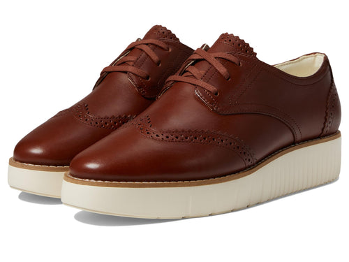 Cole Haan Womens Grand City Platform Oxford, Dark Cuoio/Ivory