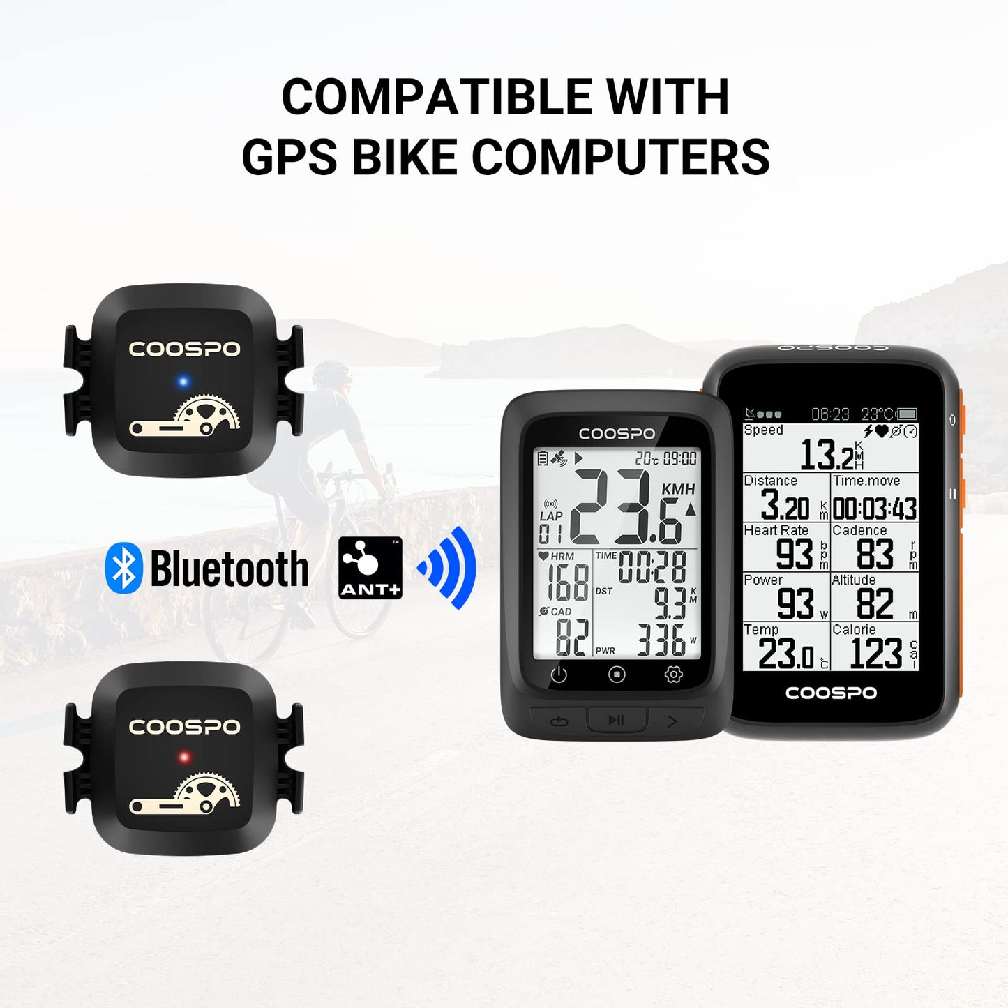 COOSPO Sensor Inalámbrico de Velocidad y Cadencia para Bicicletas