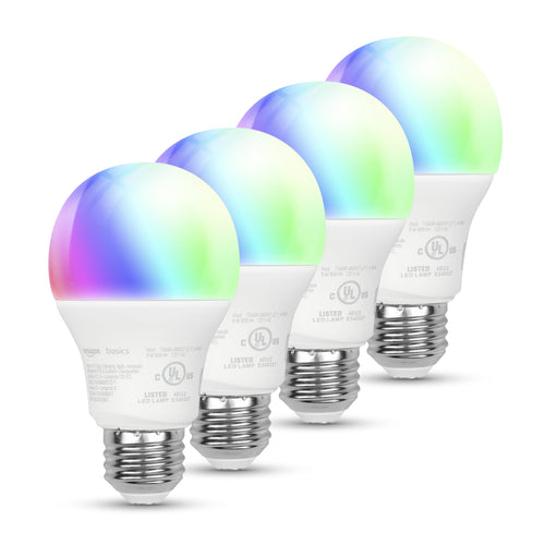 Amazon Basics Focos LED Inteligentes A19 (Paquete de 4 / 9W)