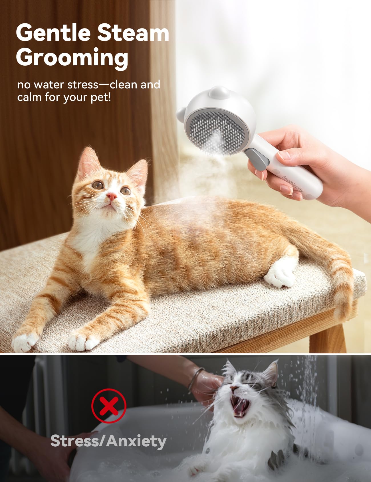 Cepillo a Vapor para Gatos Recargable USB