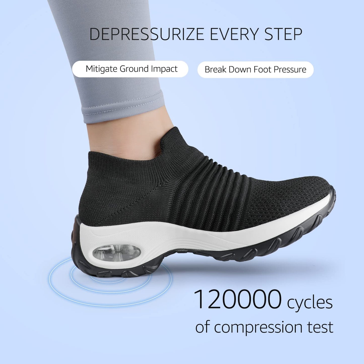 HKR Zapatos para Caminar con Plataforma para Mujer (Negro/Blanco / Talla 10 US)