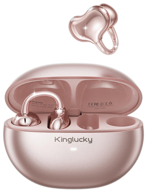 Kinglucky Auriculares de Clip Abiertos (Oro Rosa)