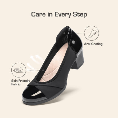 DREAM PAIRS Women's Pumps Low Chunky Block Closed Toe Shoes Work Comfortable Heels Round Toe Dress, Black, DWUMPU2507