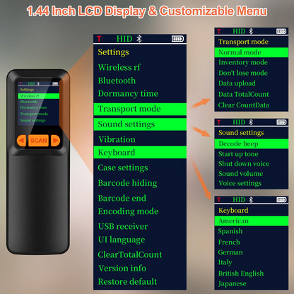 KUIIYER Mini Escáner de Códigos de Barras Bluetooth 2D/QR/1D (Portátil)