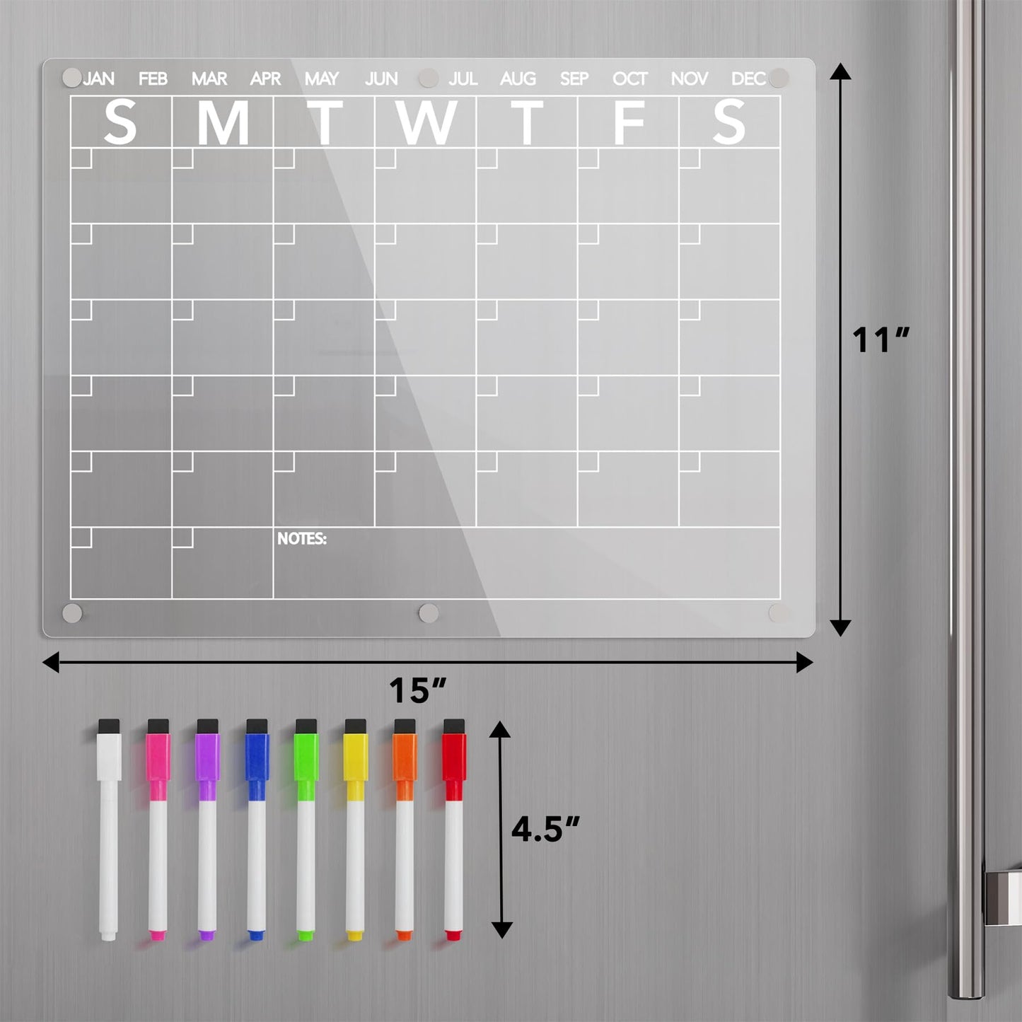 Neatsure Calendario de Pizarra Acrílica para Refrigerador (15"x11")