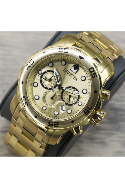 Invicta Men's Pro Diver Quartz Watch with Gold Tone Stainless Steel Band, Gold (Model: 0074)