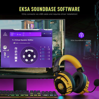 EKSA USB Gaming Headset for PC - Computer Headset with Detachable Noise Cancelling Mic, 7.1 Surround Sound, 50MM Driver - Headphones with Microphone for PS4/PS5, Xbox One, Laptop, Gamer