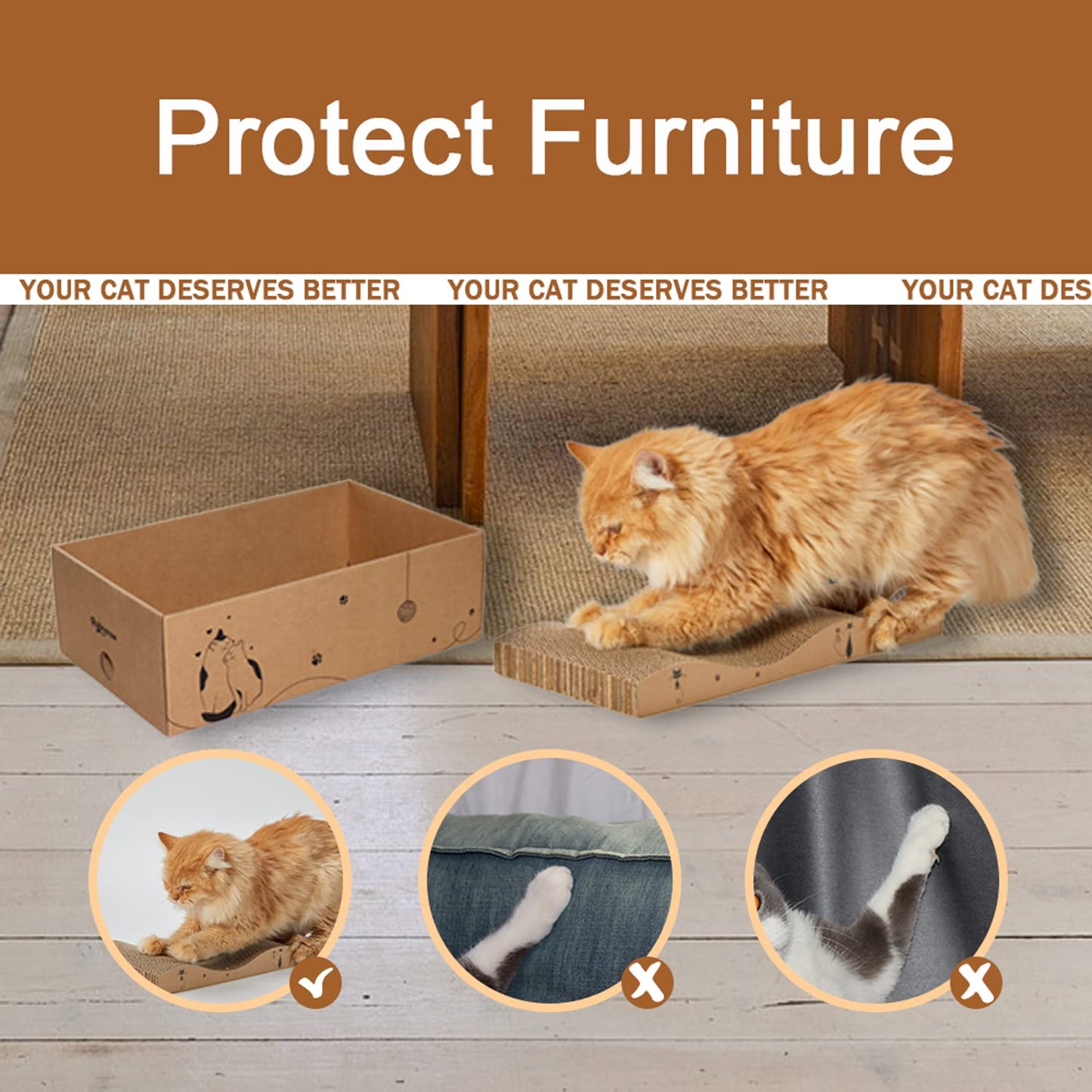 RUBMEOW Rascador de Cartón para Gatos (Caja de 5 piezas)
