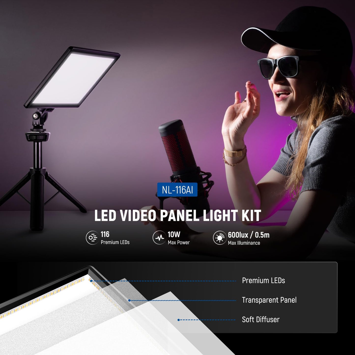 NEEWER Panel de Luz de Video LED de 9" (NL-116AI)