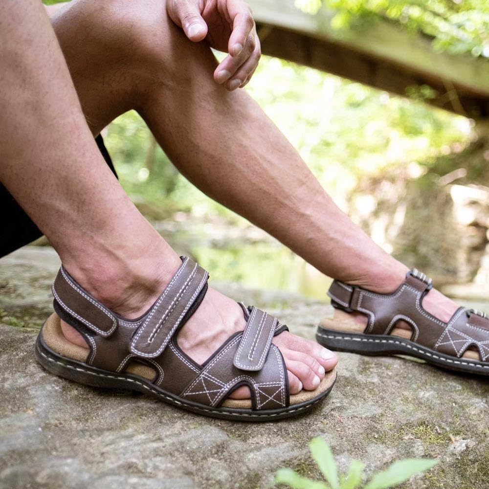 Dockers Mens Newpage Outdoor Sport Sandal Memory Foam, Briar