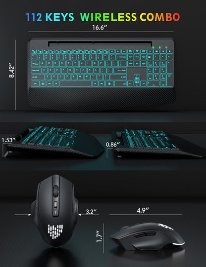 SABLUTE Combo Teclado y Mouse Inalámbrico KM22 Ultra+