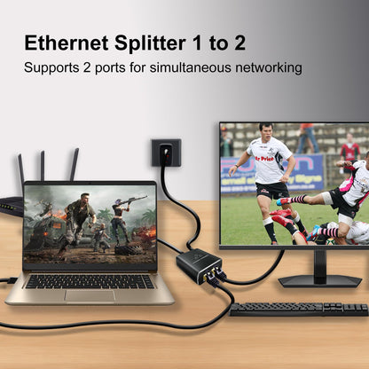 Divisor Ethernet Gigabit 1 a 2 de Alta Velocidad (1000Mbps)