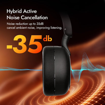 HP H231A Bluetooth Noise Cancelling Over-Ear Headphones with 54H Battery, Built-in Mic for Calls, Lightweight Wireless Headset for Work, Travel & Gaming – Black
