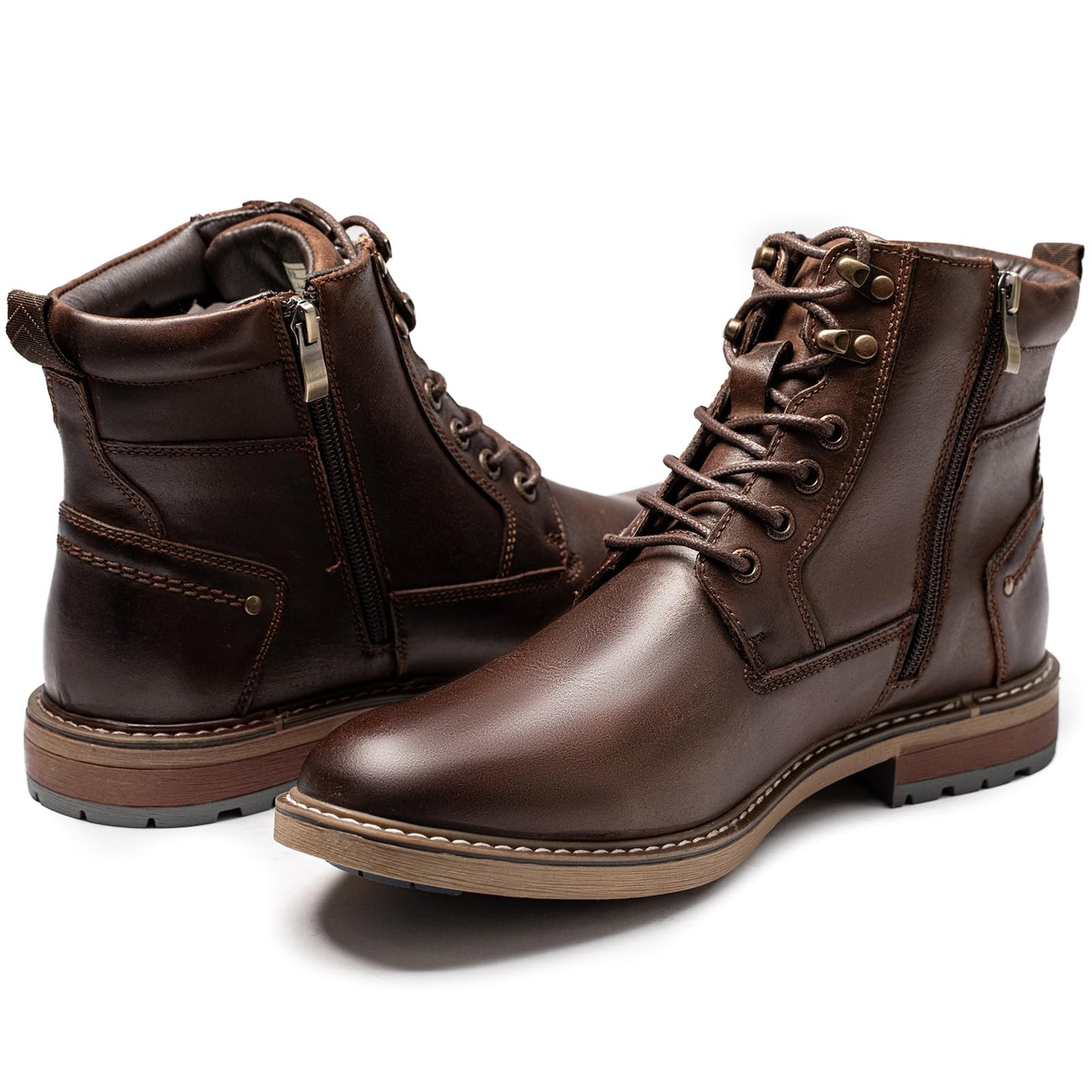 Arkbird Mens Boots Motorcycle Combat Boots Genuine Leather Dress Boot Casual Zipper Fashion Boots for Men