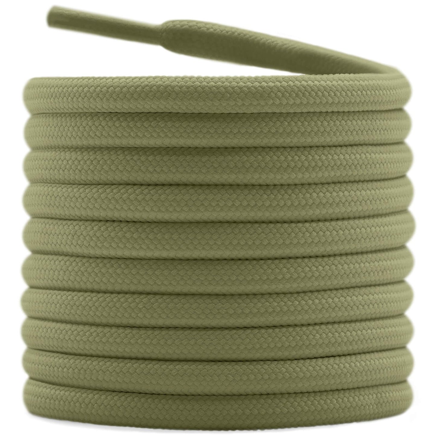 DELELE Hiking Shoe Laces for Boots, 2 Pair 55 inch Olive Green Round Boot Laces Heavy Duty, Work Shoelaces Strings
