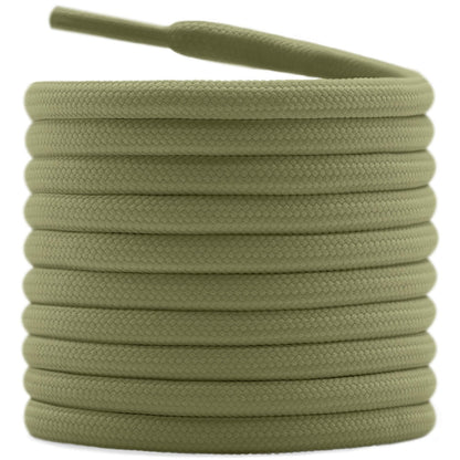 DELELE Hiking Shoe Laces for Boots, 2 Pair 55 inch Olive Green Round Boot Laces Heavy Duty, Work Shoelaces Strings