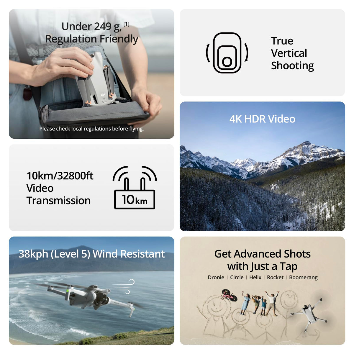 DJI Mini 3, 3-Axis Mechanical Gimbal Mini Camera Drone