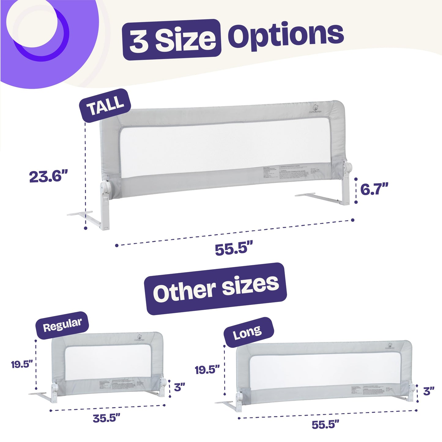 ComfyBumpy Baranda de Cama para Niños (Gray)