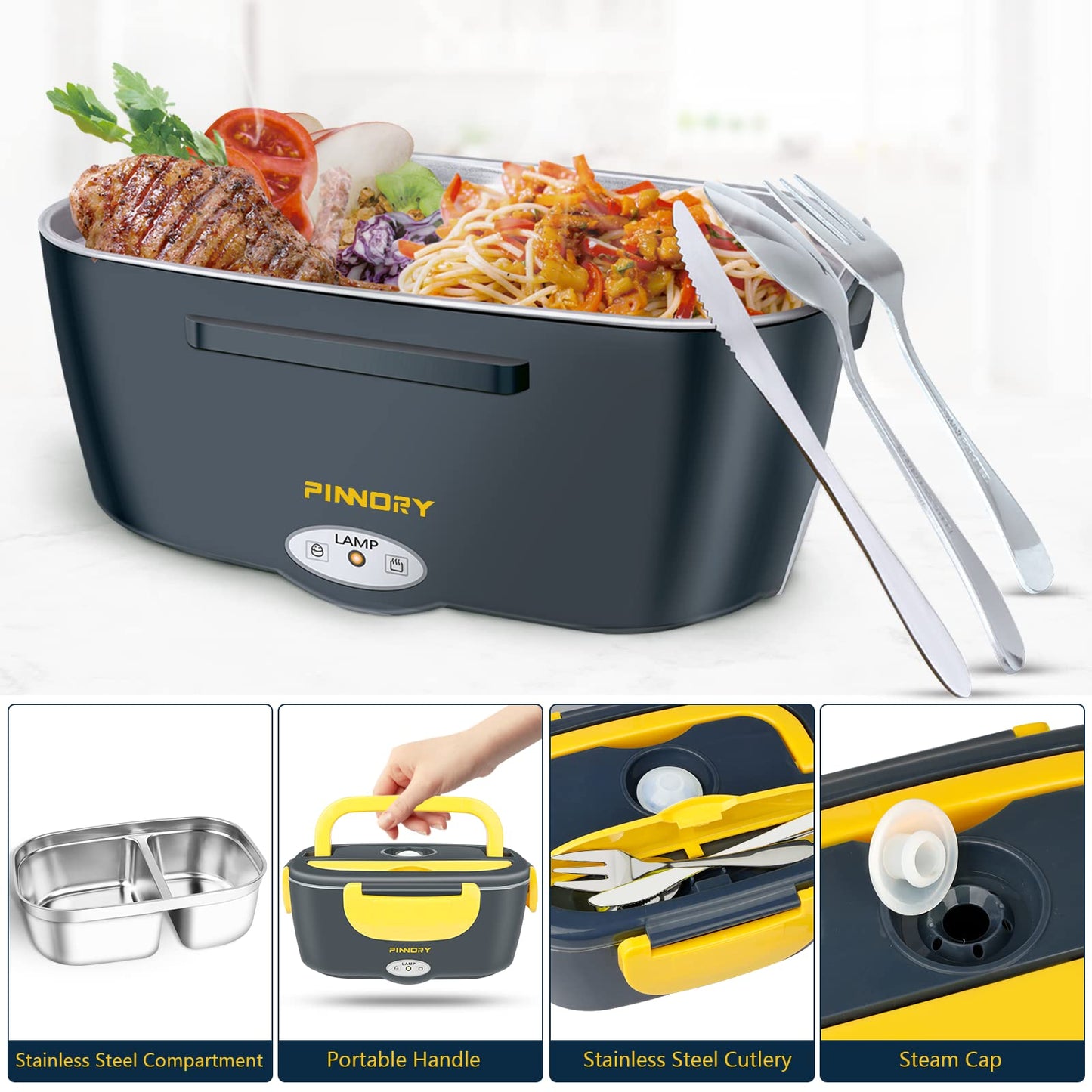 LETAAKA Lonchera Eléctrica y Calentador de Alimentos 3 en 1 (80W)