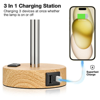 Fenmzee Lámpara de Mesa de Noche (USB C / Salida CA)