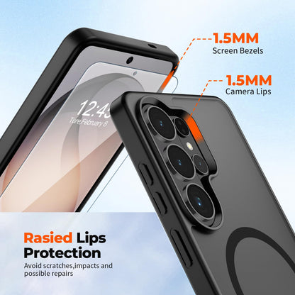 SUPFINE Magnetic for Samsung Galaxy S26 Ultra Case with Screen Protector, (Built-in Magnets) (Military Grade Drop Protection) Slim Translucent Shockproof Phone Case,Black