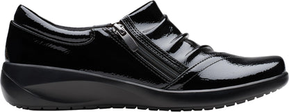 Clarks Women’s Kaetlyn Mila Leather Slip-On Loafers, Black Crinkle Patent Synthetic