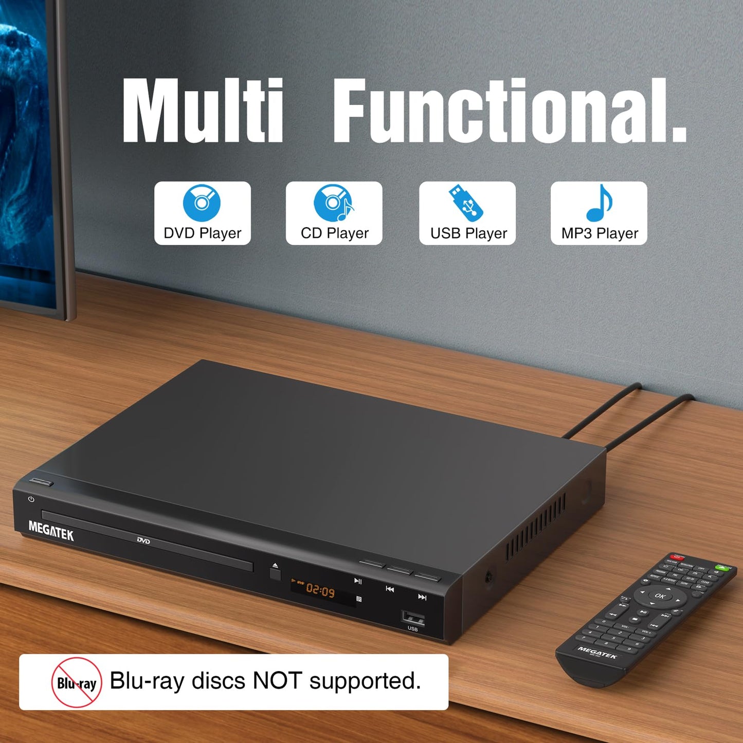 MEGATEK Reproductor de DVD HDMI Multirregión