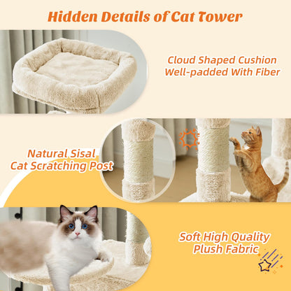Sweetcrispy Torre de Escalada para Gatos 44" (Beige)