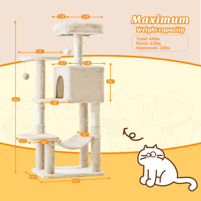 Sweetcrispy Torre de Escalada para Gatos 44" (Beige)