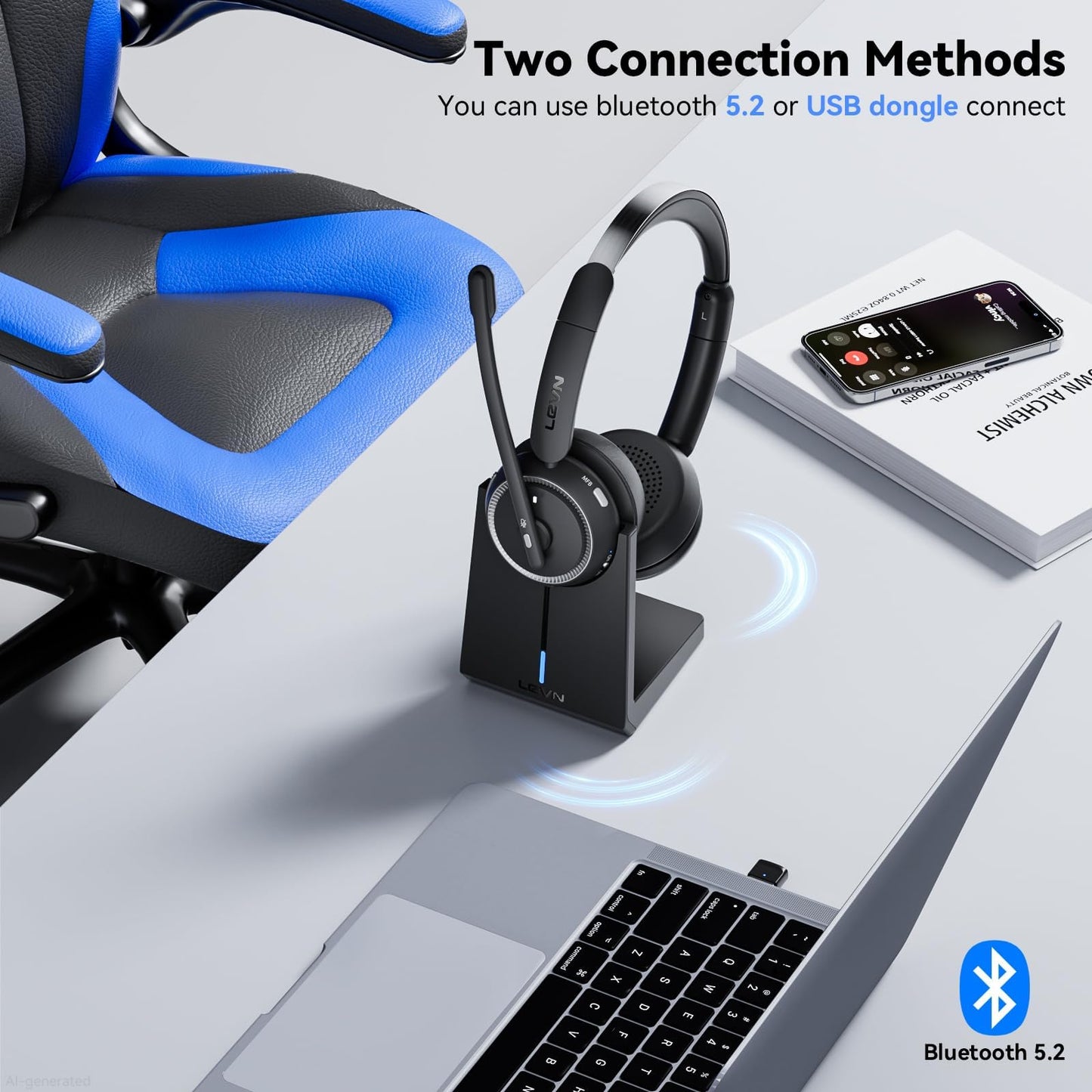Auriculares Inalámbricos Bluetooth con Micrófono para el Trabajo (Cancelación de Ruido)
