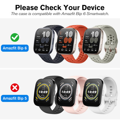 Fintie Fundas Protectoras de Pantalla para Amazfit Bip 6 (Paquete de 3 / Negro, Transparente, Plateado)