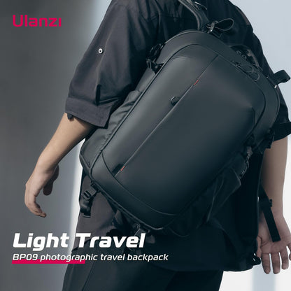 ULANZI Camera Backpack Professional Bag, Water-Resistant Photography Camera Case Anti Theft Travel for Photographers DSLR Mirrorless Camera Lens Tripod Holder 16" Laptop Black 22L