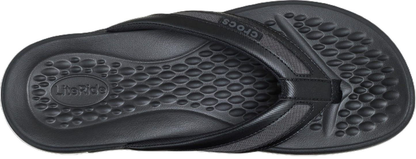 Crocs Men's Yukon Sport LR Lightweight Flip Flop Sandals, Black/Slate Grey