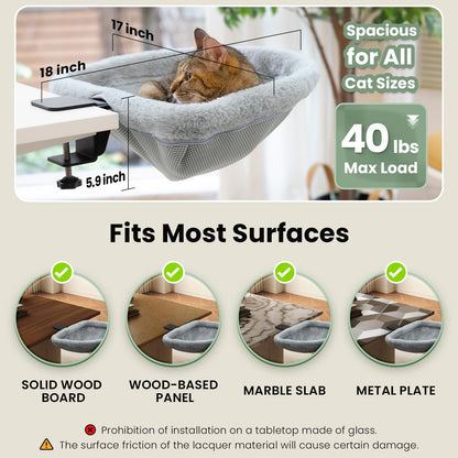 JUNSPOW Cama de Escritorio para Gatos (Soporta 40 Lbs)