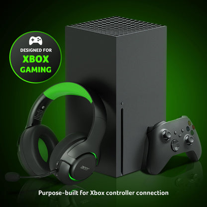 acer Wireless Gaming Headset for Xbox Series X|S & Xbox One, Bluetooth 5.4 Headphones with Noise Canceling Mic, 3D Surround Sound, 40H Battery, Compatible with PC, PS5, Switch, Mac - Black Green