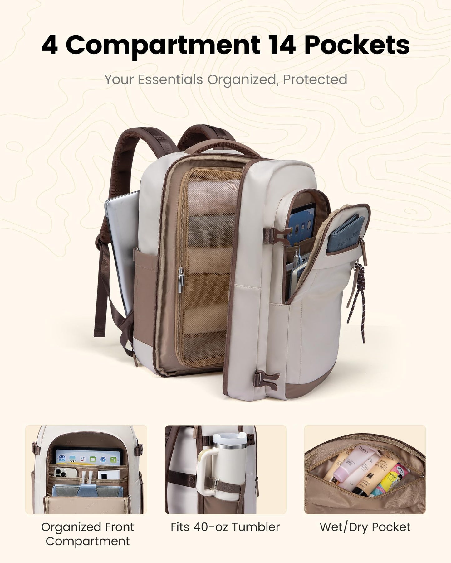 LOVEVOOK Mochila de Viaje para Mujer (40L / 15.6")