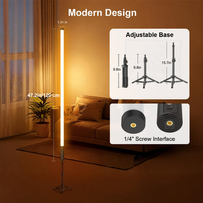 2 Pack 4ft RGB Tube Light with Stand, 5000mAh Battery Light Tube, 500 Lighting Modes, 2.4G Remote, Dimmable Neon LED Video Light Bar for Photography Studio DJ Party Wedding Stage Lighting