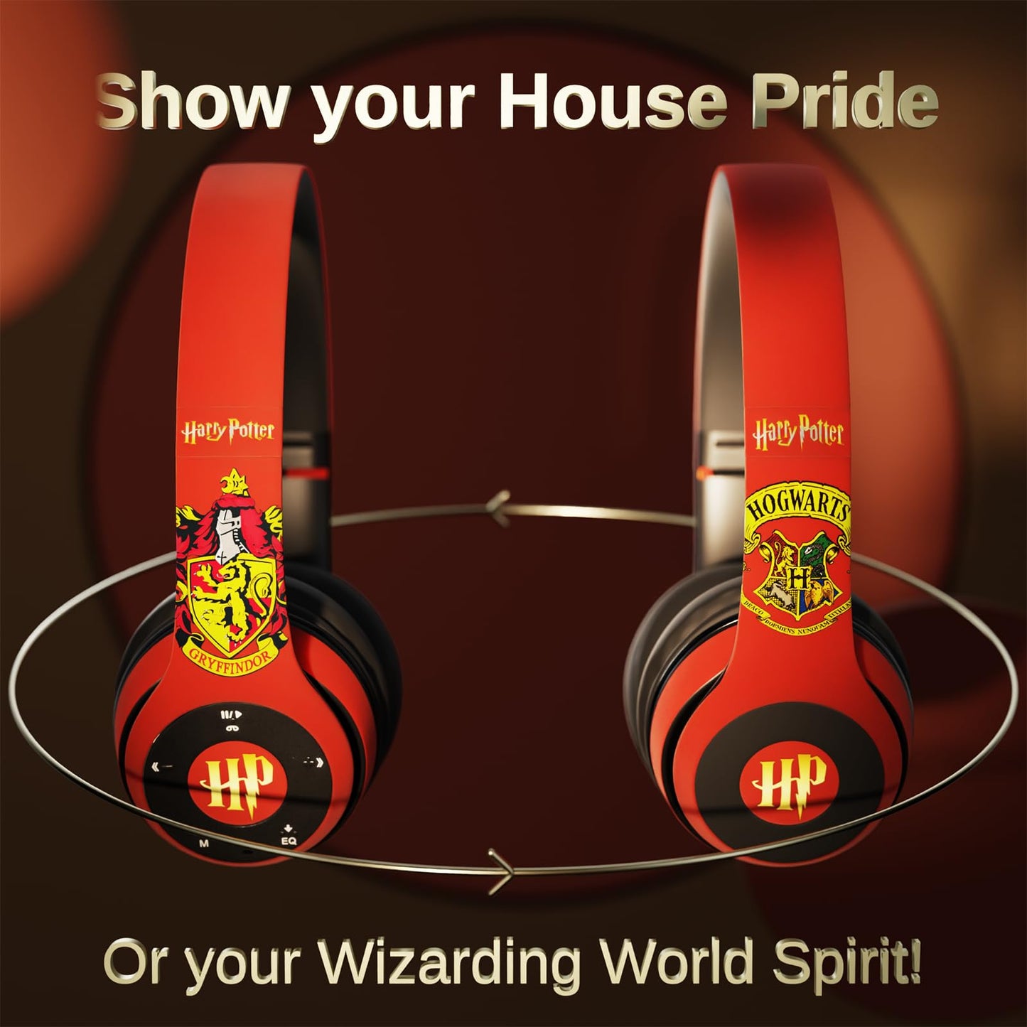 Harry Potter Gryffindor Bluetooth Headphones with Built in Mic | Officially Licensed Wireless Headphones, Foldable Headset | Harry Potter Gifts for Women, Men, Teens, Kids & All Fans of Gryffindor