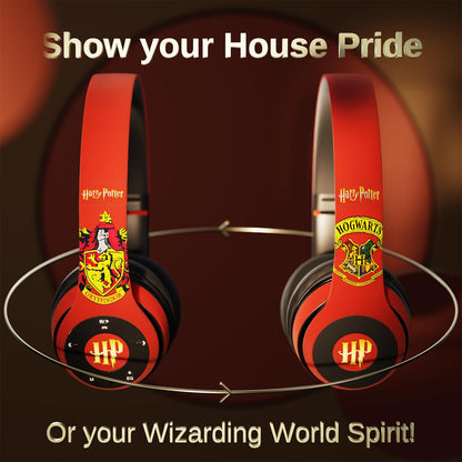 Harry Potter Gryffindor Bluetooth Headphones with Built in Mic | Officially Licensed Wireless Headphones, Foldable Headset | Harry Potter Gifts for Women, Men, Teens, Kids & All Fans of Gryffindor