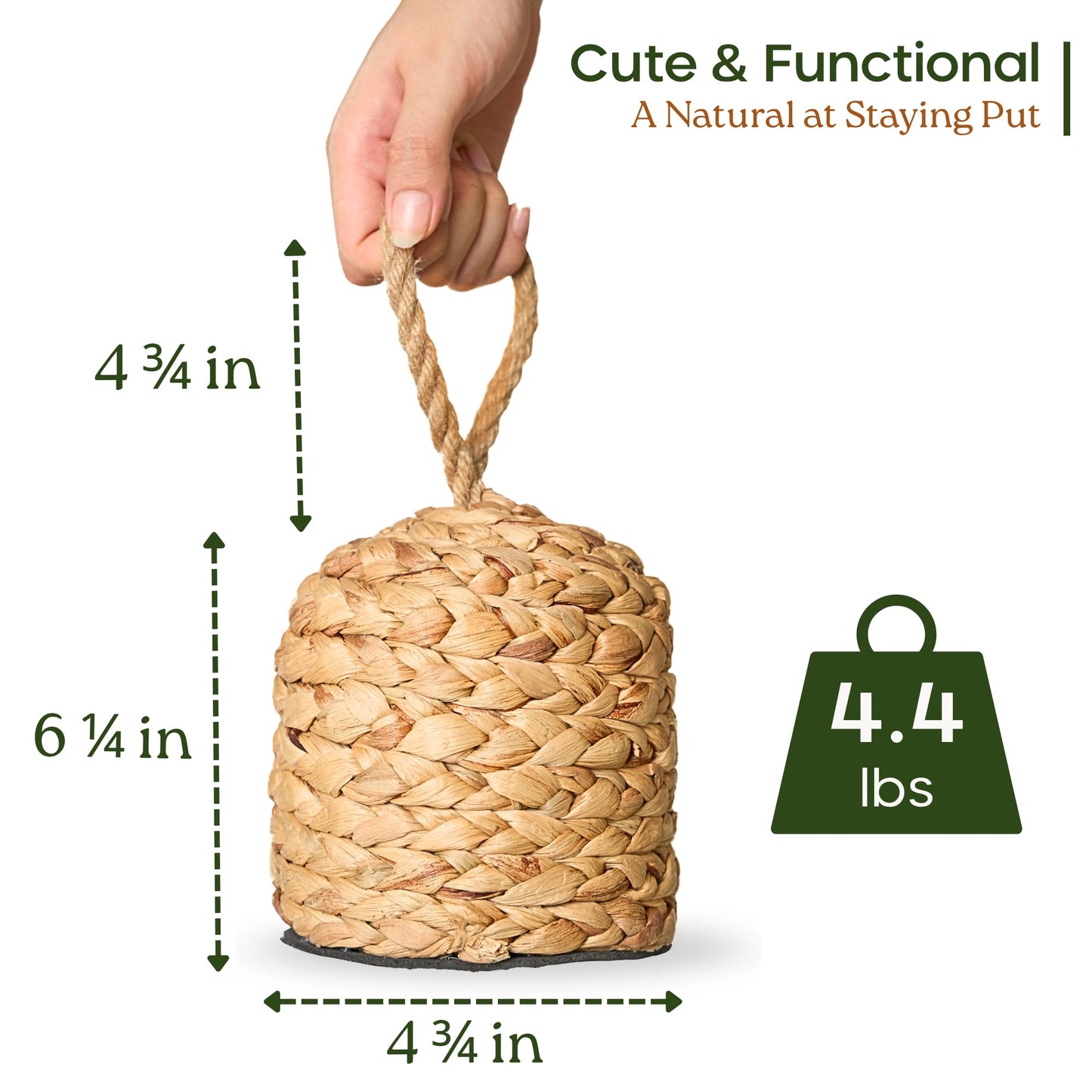 CHI AN HOME Tope Decorativo Natural para Puerta (4.4 lbs / 4.7" D x 6.3" H)