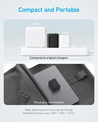 Anker Bloque Cargador Rápido USB C (Paquete de 2 / 20W / Negro)