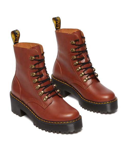 Dr. Martens Women's Leona Leather Heeled Boot, Saddle Tan Farrier