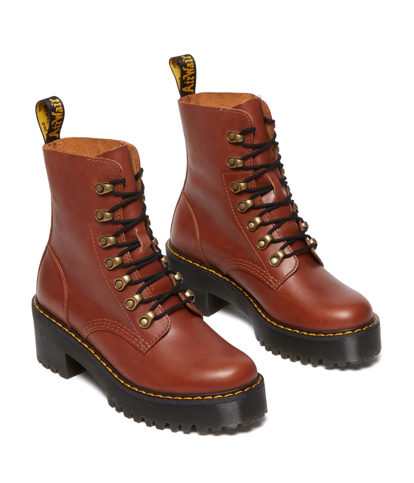 Dr. Martens Women's Leona Leather Heeled Boot, Saddle Tan Farrier