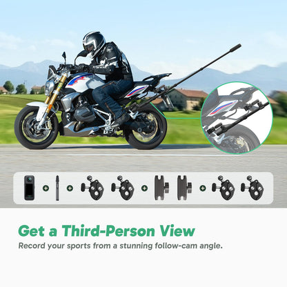 AKASO 360 Weatherproof 360° Action Camera - 5.7K 360 Video with 1/2" 48MP Sensors, 72MP 360 Photo, 360-SuperSmooth, Invisible Selfie Stick, 360° Horizon Lock, AI Tracking Motorcycle Combo