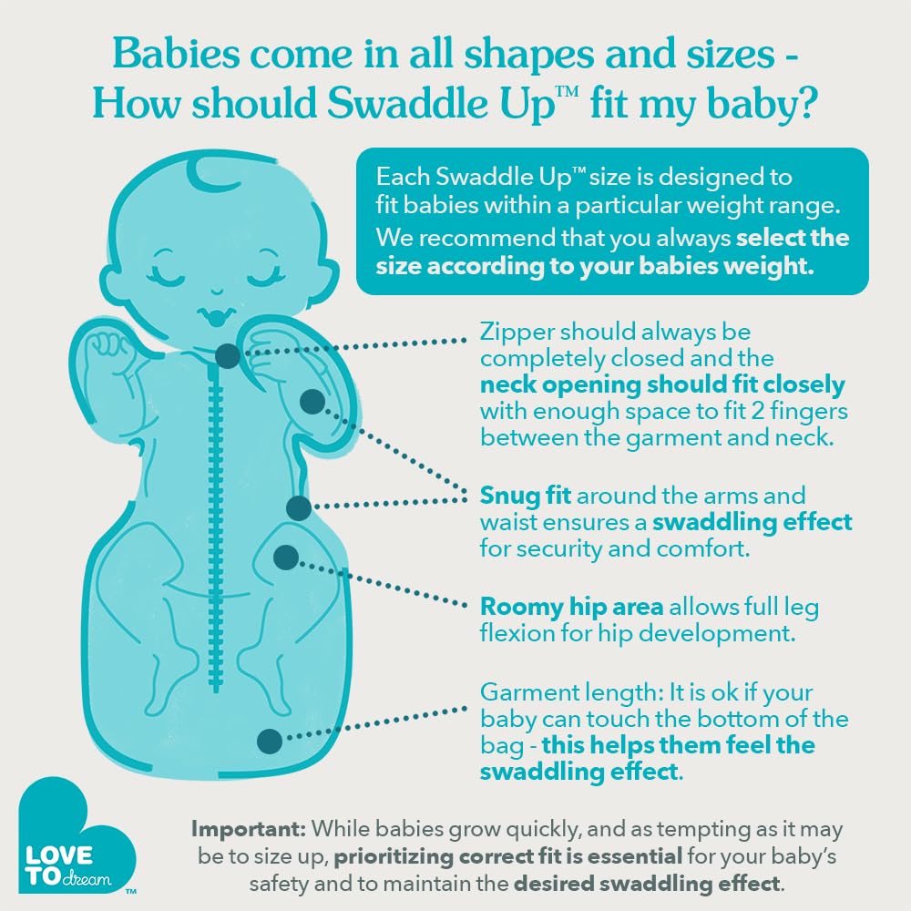 Love to Dream Saco de Dormir Swaddle UP para Bebé (Gris / Pequeño 8-13lbs)