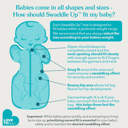 Love to Dream Saco de Dormir Swaddle UP para Bebé (Gris / Pequeño 8-13lbs)